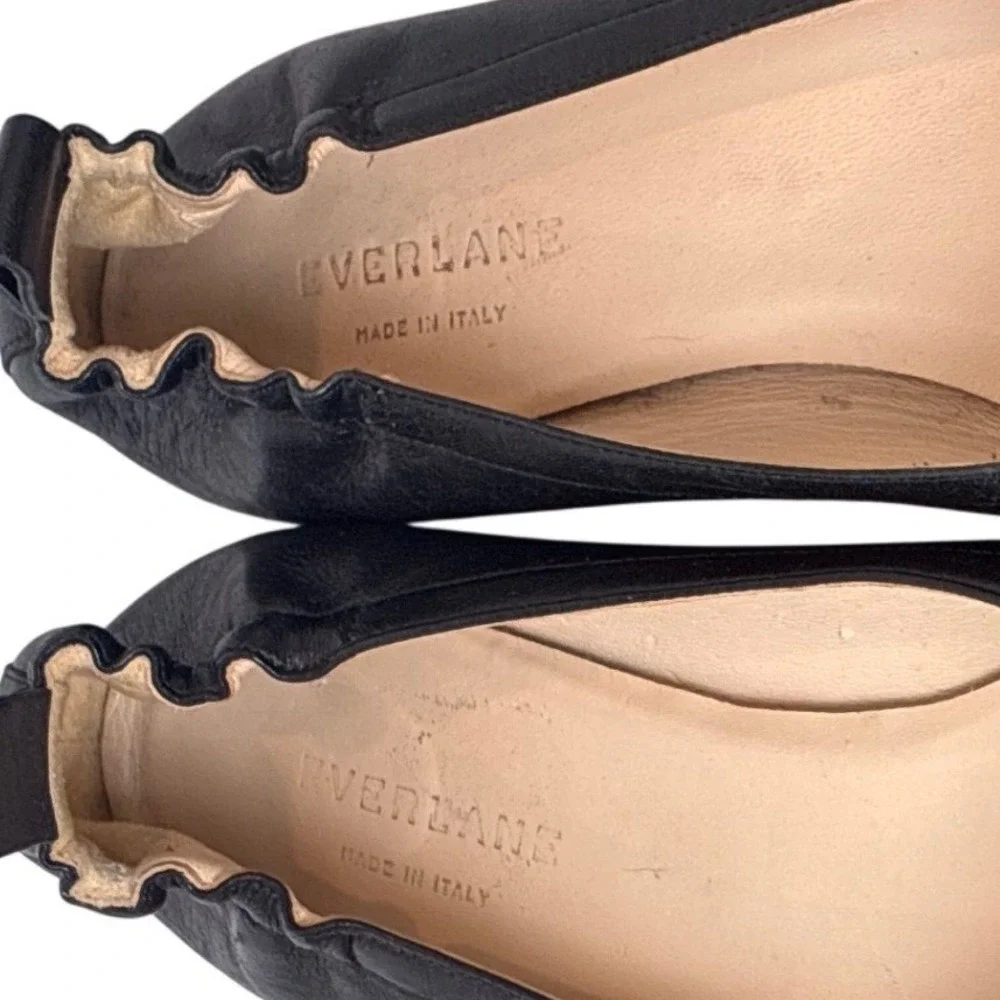 Everlane Day Block Heel Black Leather Italian Pumps Ballet Minimalist Office 9 - Picture 3 of 7